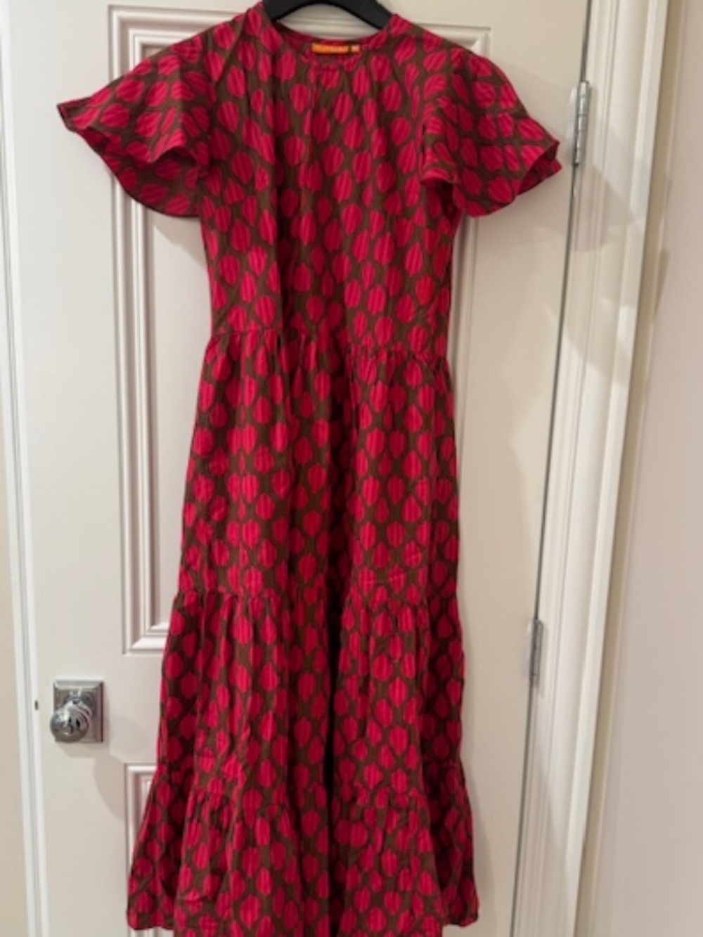 Like new-worn 1x-  Oliphant V-Neck Maxi Dress, Flutter sleeves, pockets, $298, M